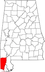 Map of Alabama highlighting Mobile County