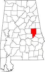 State map highlighting Tallapoosa County