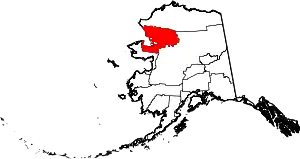 Map of Alaska highlighting Northwest Arctic Borough