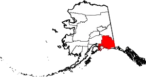 Map of Alaska highlighting Valdez–Cordova Census Area