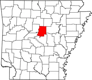 State map highlighting Faulkner County