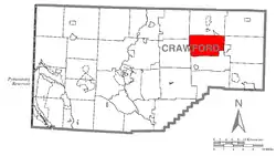 Location of Athens Township in Crawford County