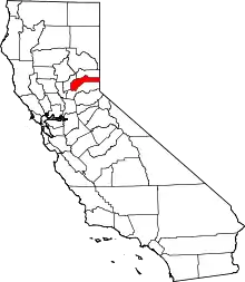 State map highlighting Nevada County