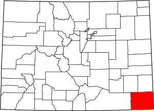 State map highlighting Baca County