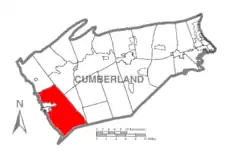 Map of Cumberland County, Pennsylvania highlighting Southampton Township