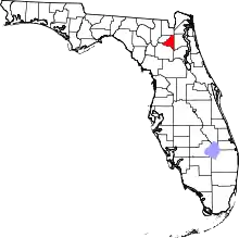 A state map highlighting Bradford County in the corner part of the state. It is small in size.