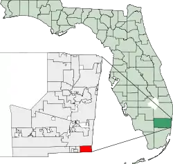 Location of Hallandale Beach, in Broward County, Florida