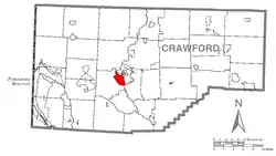 Location of Fredericksburg in Crawford County