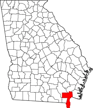 State map highlighting Charlton County