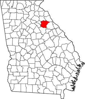 State map highlighting Oglethorpe County