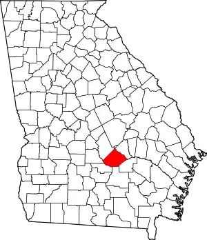 State map highlighting Telfair County