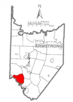 Map of Armstrong County, Pennsylvania, highlighting Gilpin Township