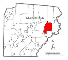 Map of Clearfield County, Pennsylvania highlighting Graham Township