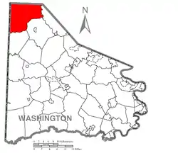 Location of Hanover Township in Washington County