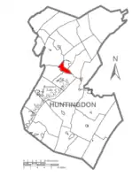 Map of Huntingdon County, Pennsylvania Highlighting Smithfield Township