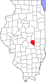 Map of Illinois highlighting Moultrie County