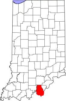 State map highlighting Harrison County