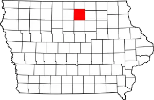 State map highlighting Cerro Gordo County