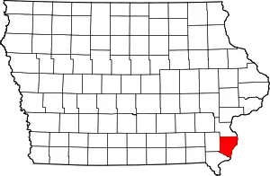 State map highlighting Des Moines County