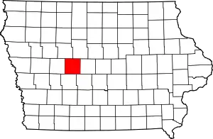 Map of Iowa highlighting Greene County