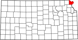 State map highlighting Doniphan County