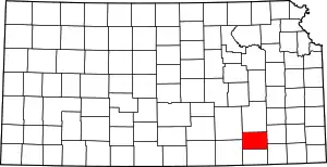 Map of Kansas highlighting Elk County