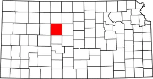 Map of Kansas highlighting Ellis County