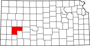 Map of Kansas highlighting Finney County