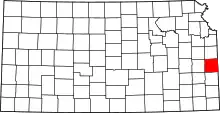 Map of Kansas highlighting Linn County