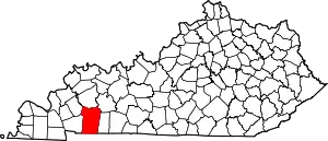 State map highlighting Christian County