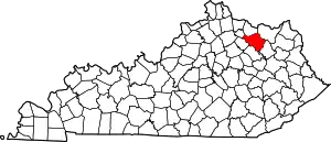 State map highlighting Fleming County