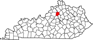 State map highlighting Franklin County