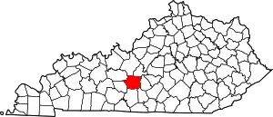 State map highlighting Hart County