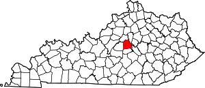 Map of Kentucky highlighting Mercer County