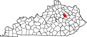 Map of Kentucky highlighting Montgomery County