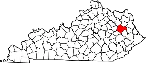 Map of Kentucky highlighting Morgan County