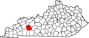 State map highlighting Muhlenberg County