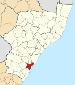 Location of Vulamehlo Local Municipality within KwaZulu-Natal