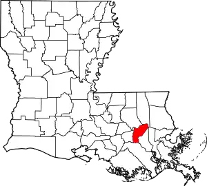 Map of Louisiana highlighting St. John the Baptist Parish