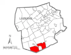 Location of Hazle Township in Luzerne County, Pennsylvania