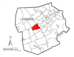 Map of Luzerne County highlighting Newport Township