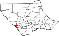 Map of Lycoming County, Pennsylvania highlighting Porter Township