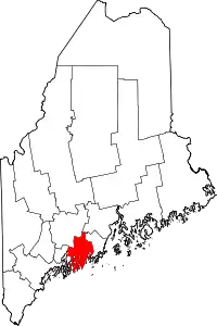 Map of Maine highlighting Lincoln County