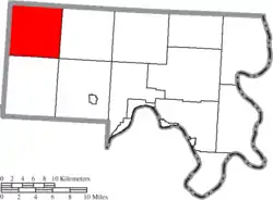 Location of Columbia Township in Meigs County