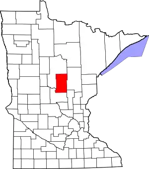 State map highlighting Crow Wing County