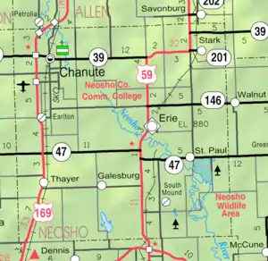 KDOT map of Neosho County (legend)