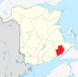 Location within New Brunswick