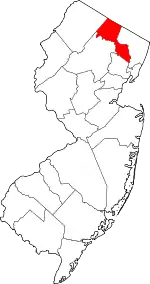 Map of New Jersey highlighting Passaic County