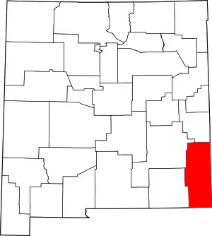 Map of New Mexico highlighting Lea County