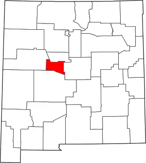 Map of New Mexico highlighting Valencia County